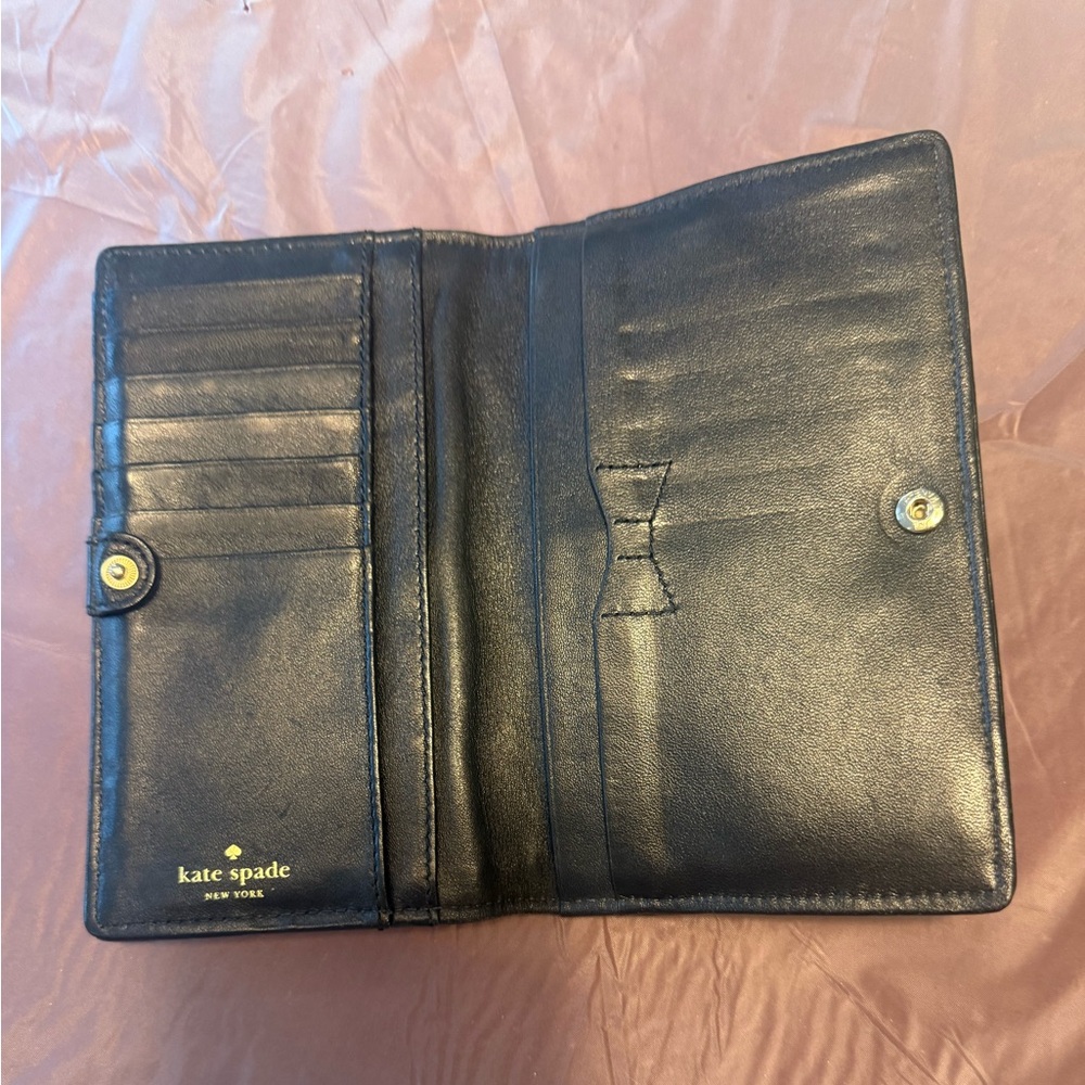 kate spade Carey Black Quilted Leather Snap Bifold Continental Wallet - Picture 5 of 8